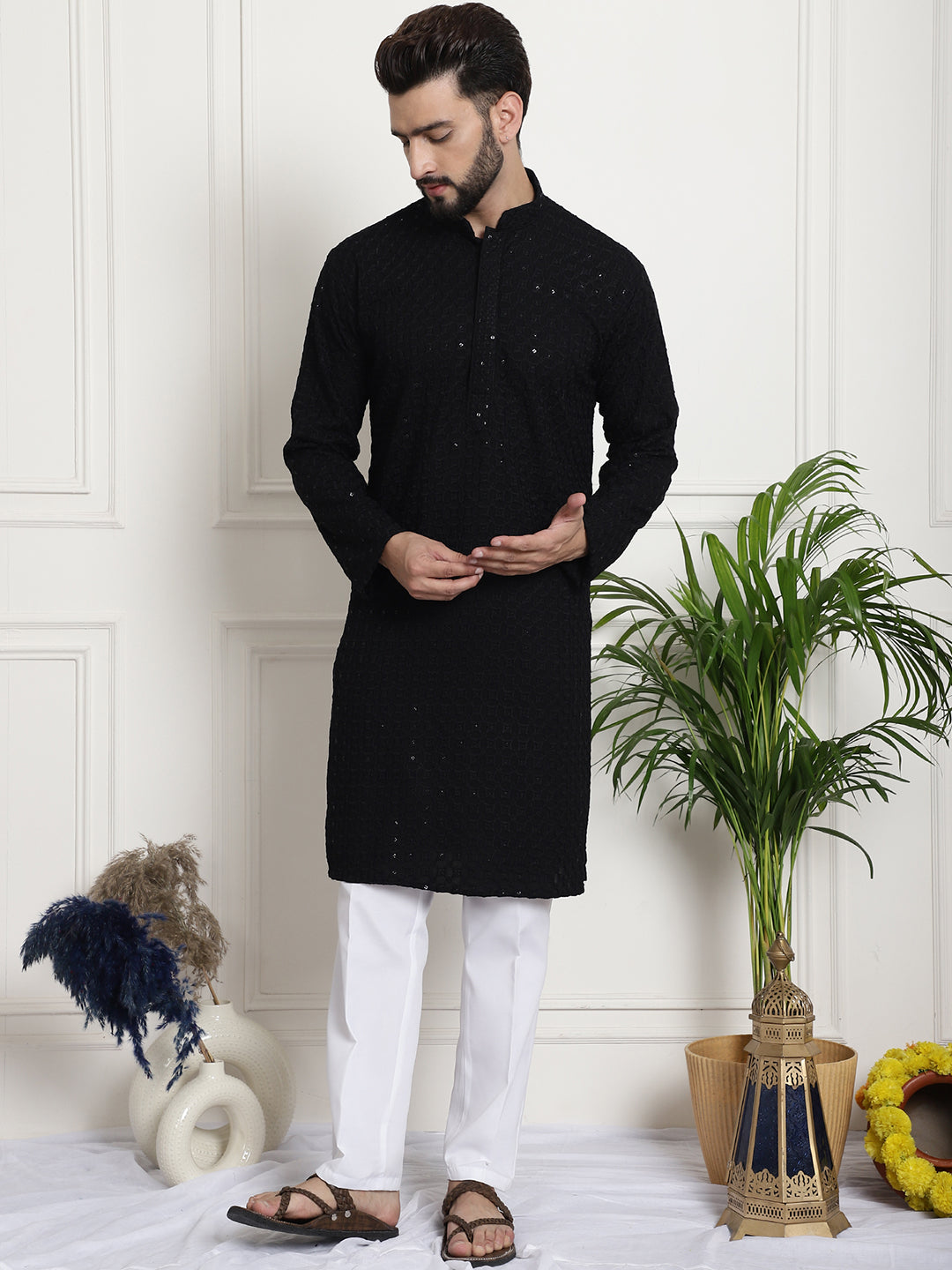 Buy White Kurta With Straight Cut Pants In Khadi Cotton Online - Kalki  Fashion